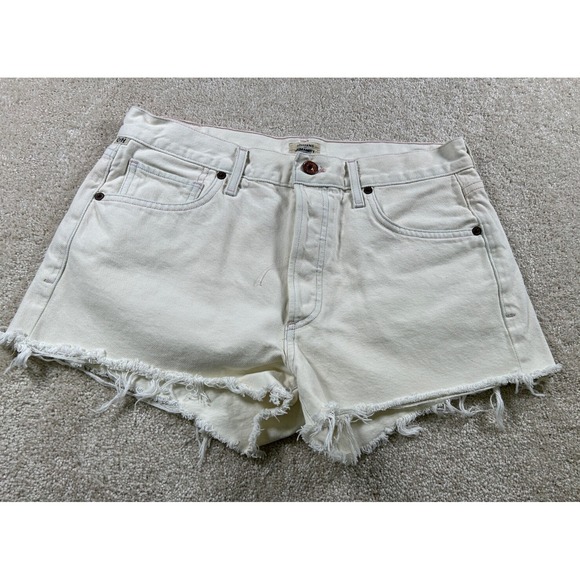 Citizens Of Humanity Bree Relaxed Shorts 28 Premium‎ Vintage Raw Hem Button Fly - Picture 1 of 14
